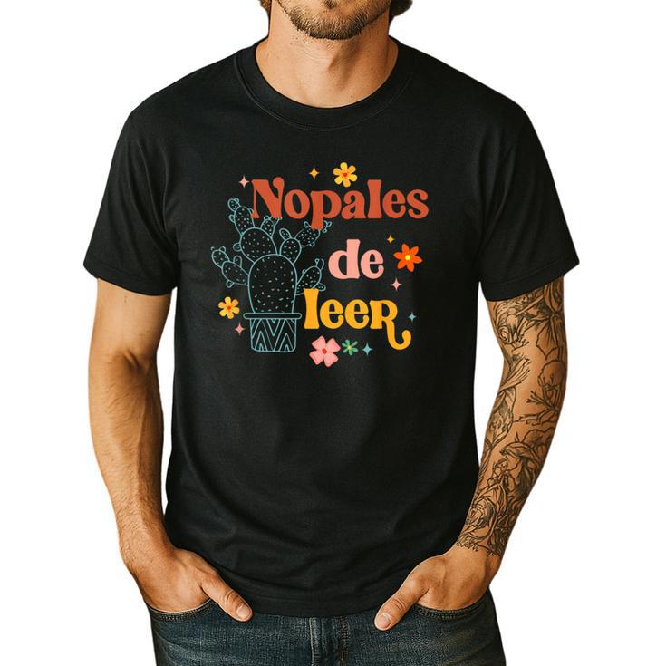 Nopales De Leer Spanish Teacher Maestra Cactus Bilingual Men's Casual T-Shirt
