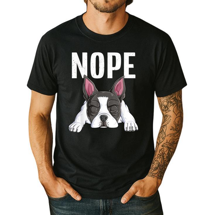 Nope Boston Terrier Puppy Dog Bostie Lover Men Women Girls Kids Men's Casual T-Shirt
