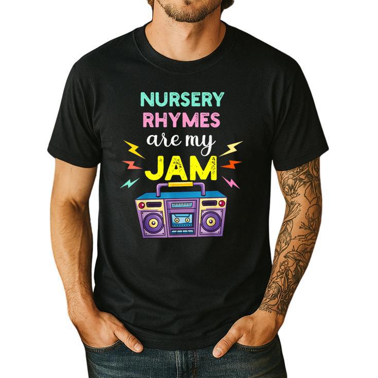 Nursery Rhymes Are My Jam 80s Retro Teachers & Students Kids Men's Casual T-Shirt