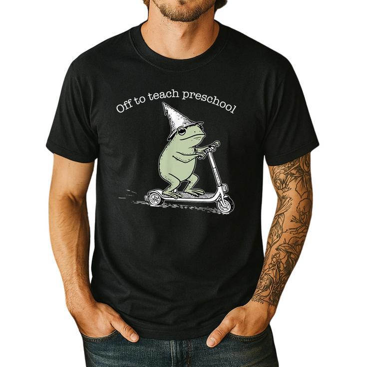 Off To Teach Preschool Pre-K Teacher Back To School Frog Men's Casual T-Shirt
