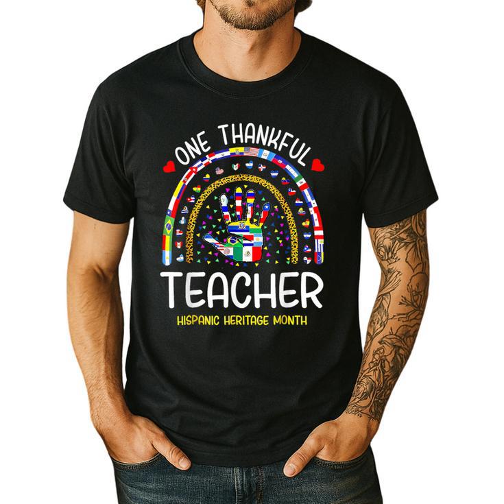 One Thankful Teacher Hispanic Heritage Month Countries Flags Men's Casual T-Shirt