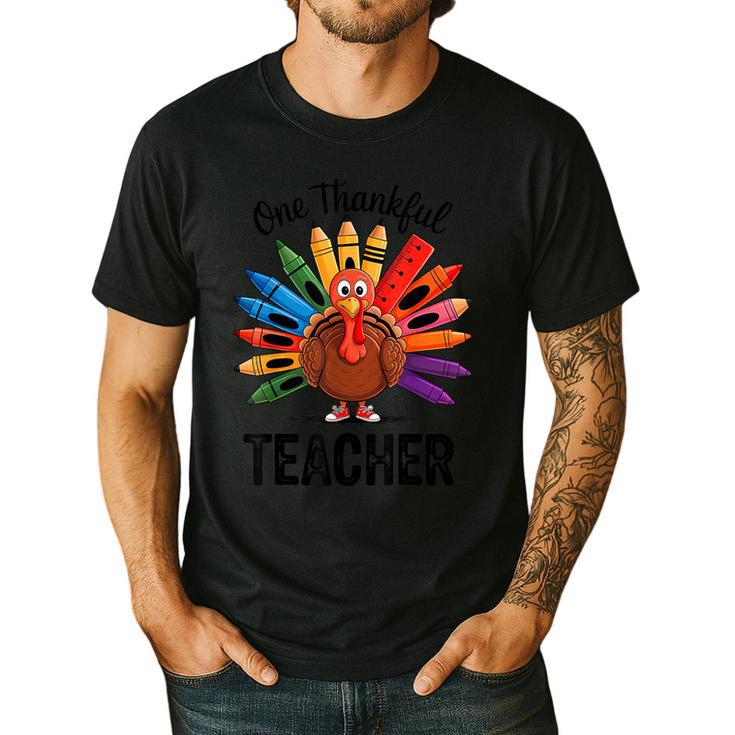 One Thankful Teacher Thanksgiving TurkeyCute Pencil Men's Casual T-Shirt One Thankful Teacher Thanksgiving TurkeyCute Pencil Men's Casual T-Shirt