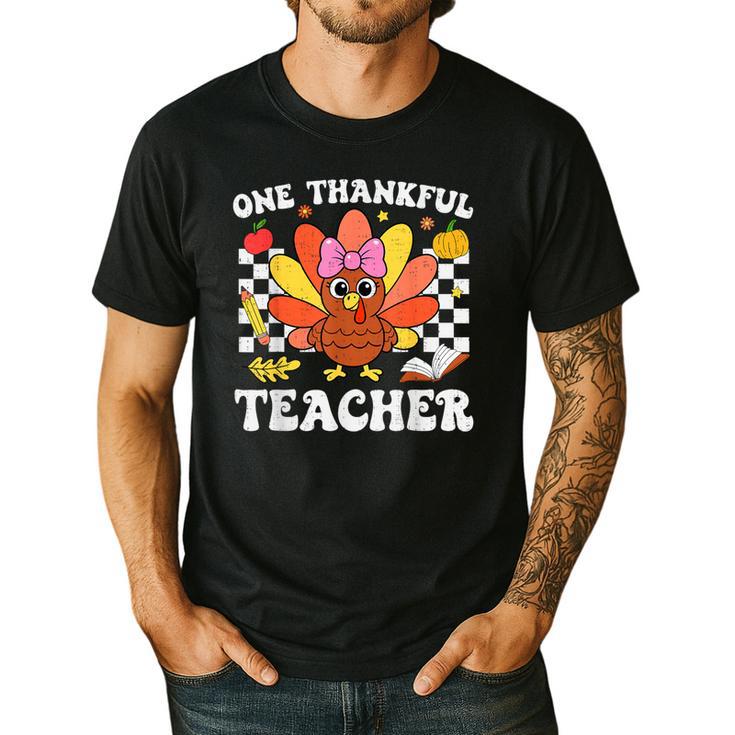 One Thankful Teacher Turkey Thanksgiving Teaching Men's Casual T-Shirt