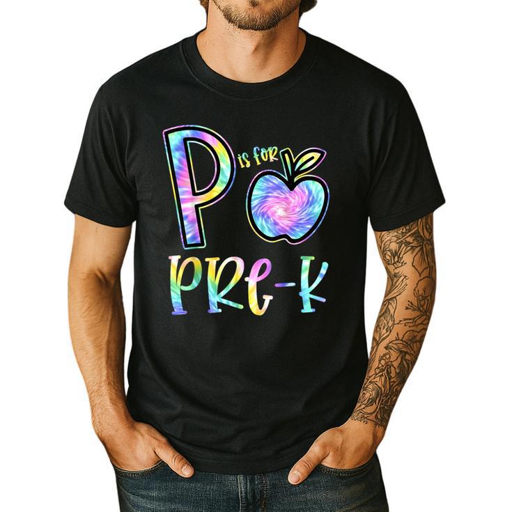 P Is For Pre-K Preschool Teacher Tie Dye Back To School Men's Casual T-Shirt