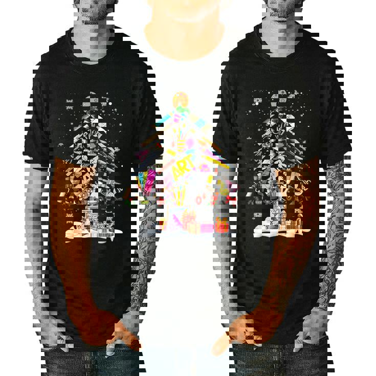 Paintbrush Christmas Tree Decor Xmas For Artist Art Teacher For Men Women Men&#x27;s Casual T-Shirt