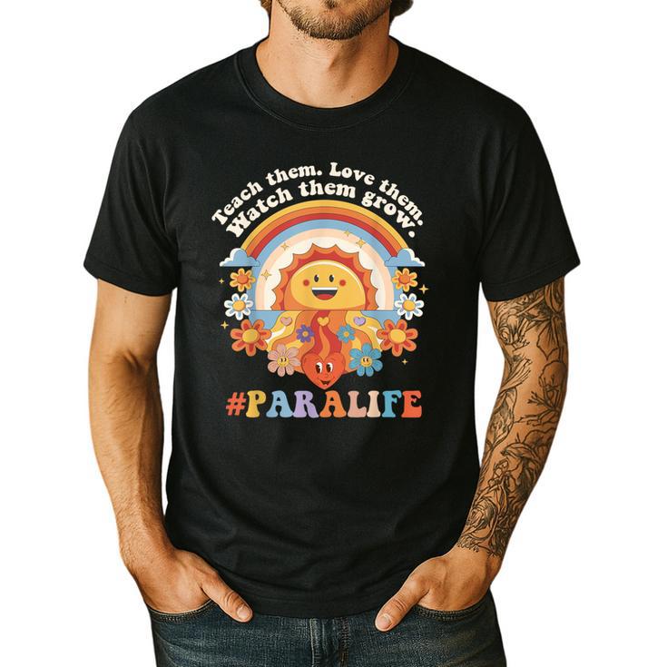 Paraprofessional Para Life Sun Flower Teacher Back To School Men's Casual T-Shirt