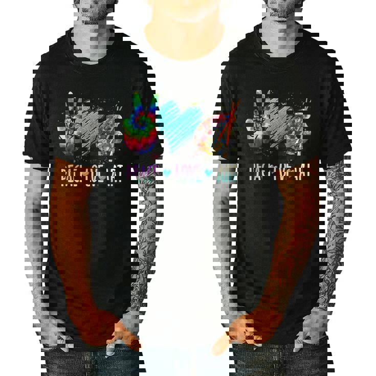 Peace Love Art Painting Palette Art Teacher Men&#x27;s Casual T-Shirt