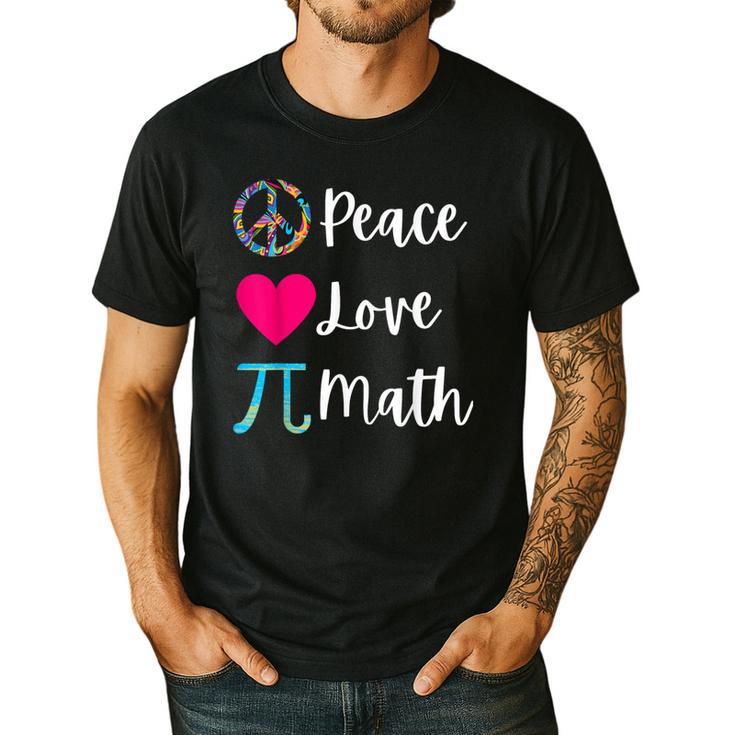 Peace Love Math Maths Teacher Pi Symbol Men Women Men's Casual T-Shirt