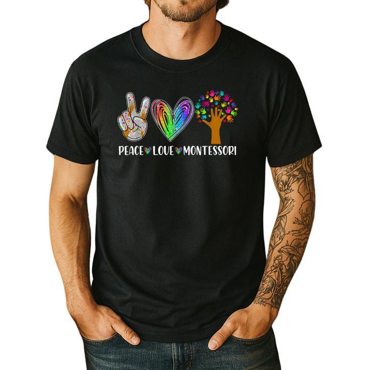 Peace Love Montessori Daycare Teacher Appreciation Men's Casual T-Shirt