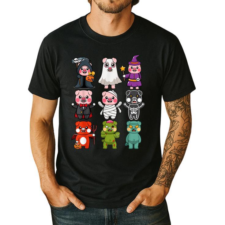 Pig Spooky Ghost Witch Boo-Jee Horror Pumpkin Pig Halloween Men's Casual T-Shirt