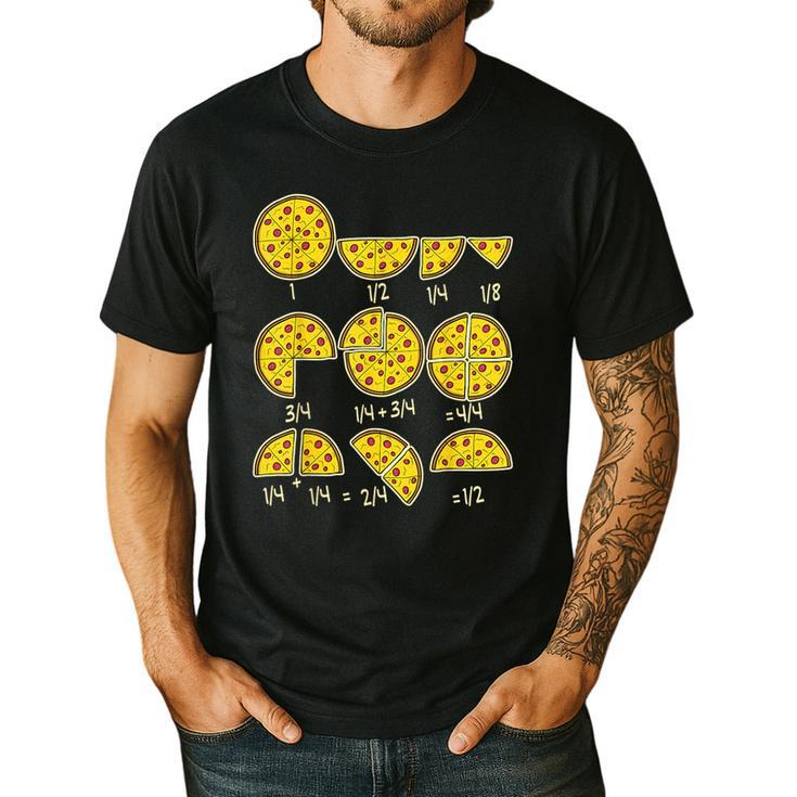 Pizza Salami Cheese Quick Math Fractions Math Teachers For Men Women Girls Kids Men's Casual T-Shirt