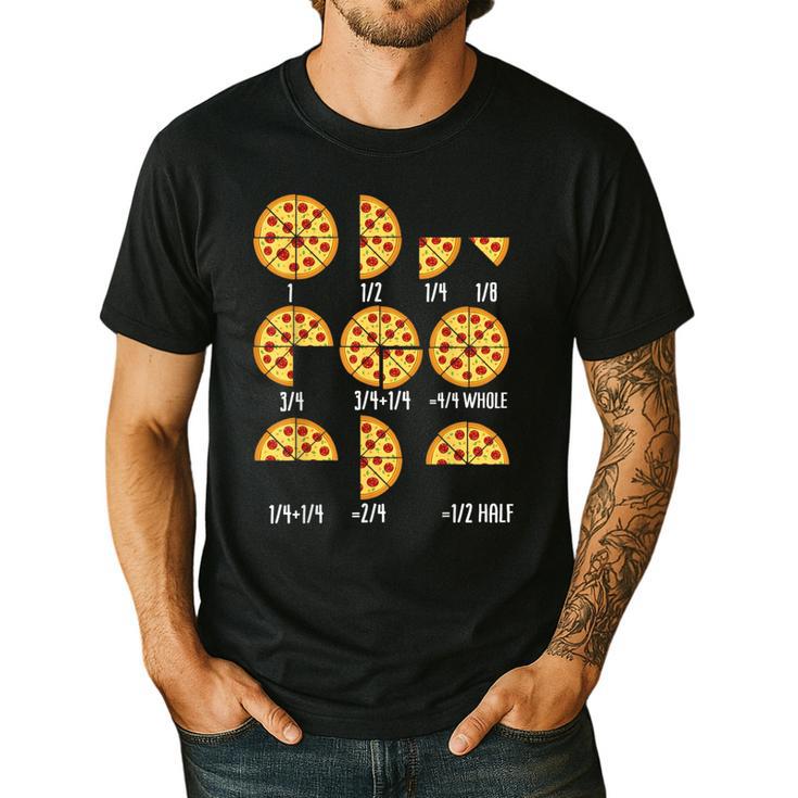 Pizza Slice Fraction Math Teacher Back To School Educational Men's Casual T-Shirt