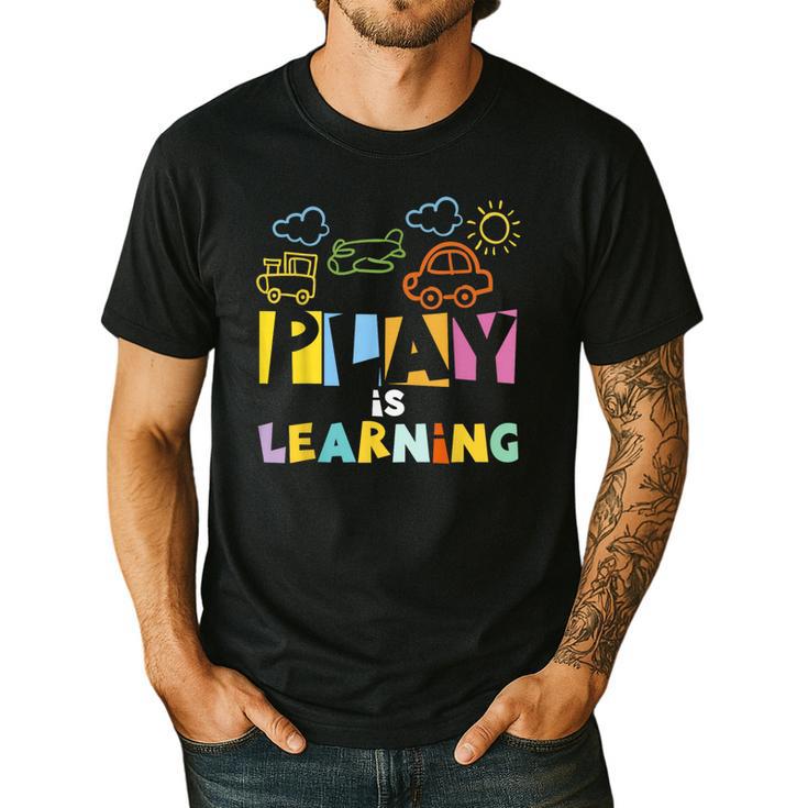 Play Is Learning Design T Designs For Teachers Preschool Men's Casual T-Shirt