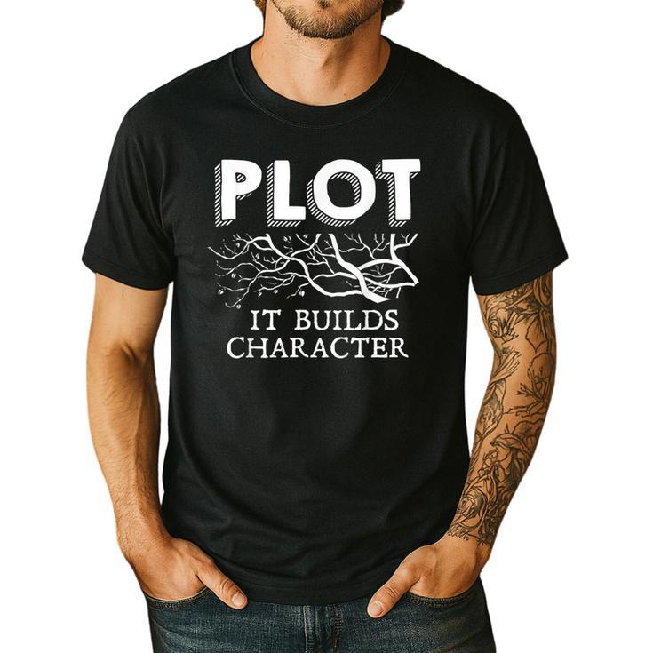 Plot It Builds Character Book Reading Teacher Men's Casual T-Shirt