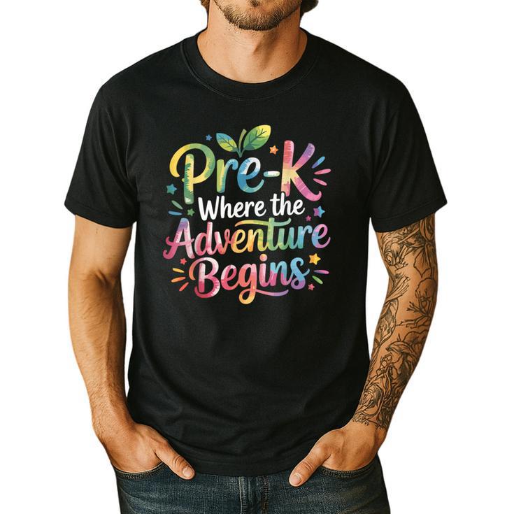 Pre-K Where The Adventure Begins Preschool Teachers Students Men's Casual T-Shirt