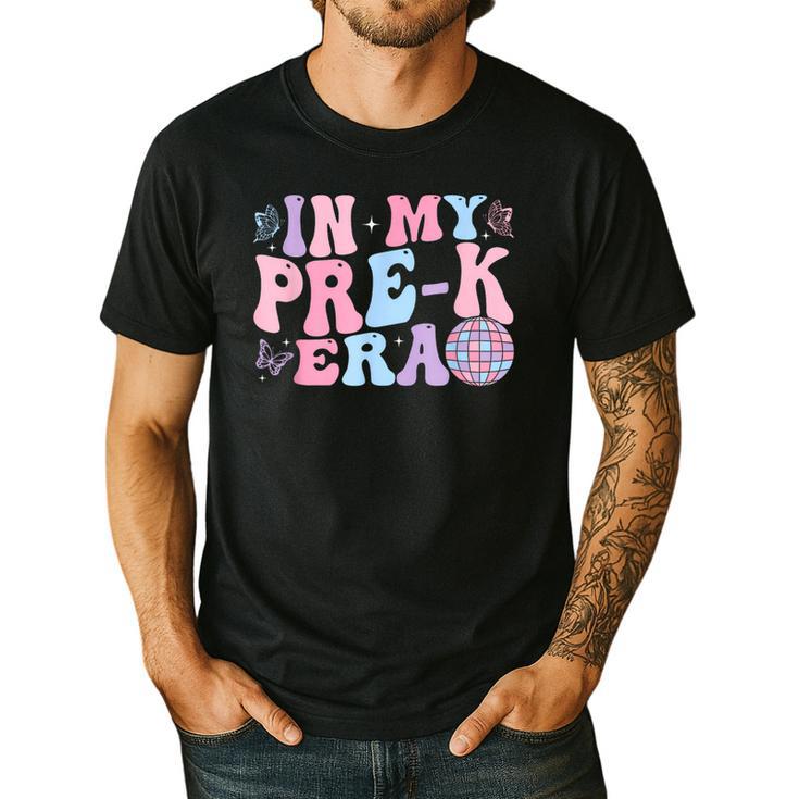In My Pre K Era Groovy Back To School First Day Teacher Kids Men's Casual T-Shirt