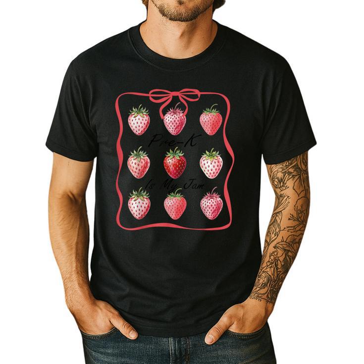 Pre K Is My Jam Teacher Team Crew Preschool Cute Strawberry Men's Casual T-Shirt