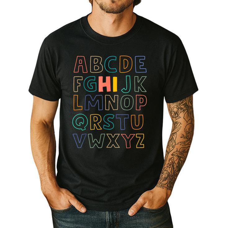 Pre K Kindergarten Hi Alphabet Back To School Teachers Men Women Girls Kids Men's Casual T-Shirt