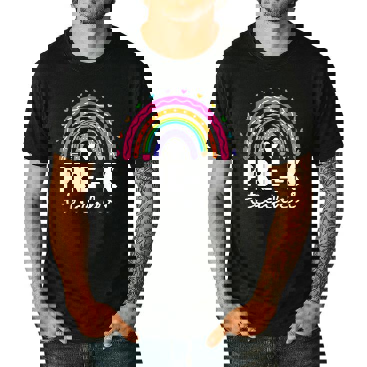 Pre-K Teacher Cute Pre Kindergarten For Teachers Rainbow For Men Women Kids Men&#x27;s Casual T-Shirt