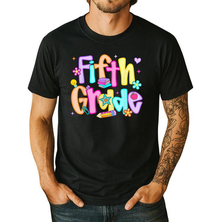 Preppy Fifth Grade Back To School 5th Grade Teacher Girl Boy Men's Casual T-Shirt