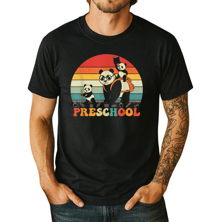 Preschool Panda Back To School Teacher Student Men's Casual T-Shirt