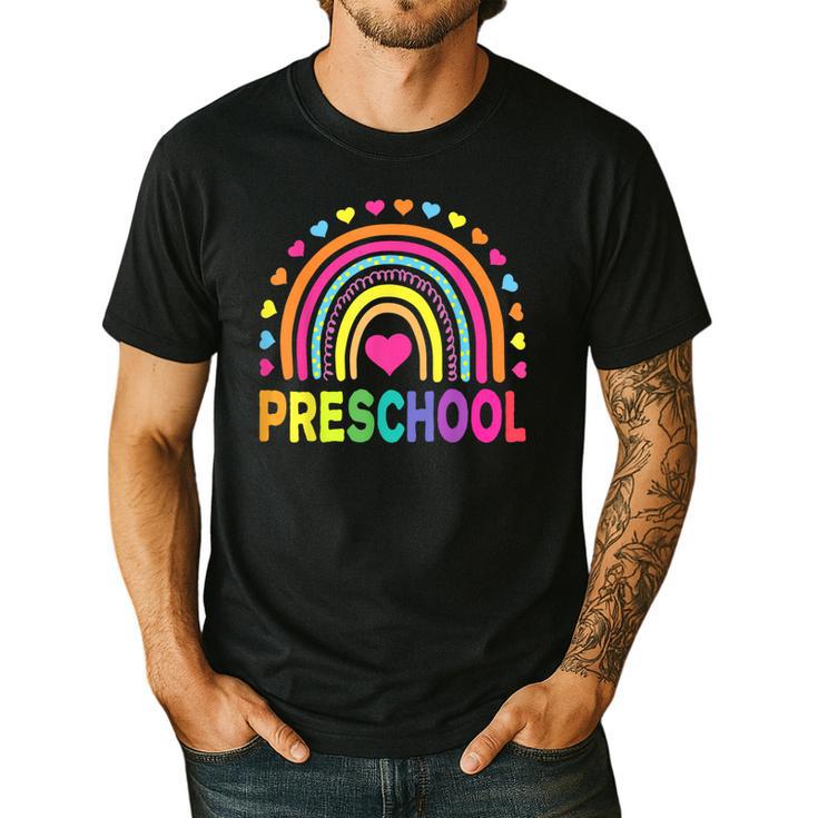 Preschool Rainbow Girls Boys Kids Teacher Back To School Men's Casual T-Shirt