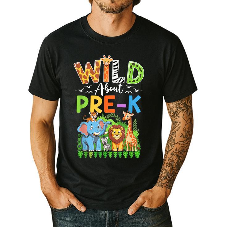 Preschool Teacher Kids Back To School Wild About Pre-K Men's Casual T-Shirt