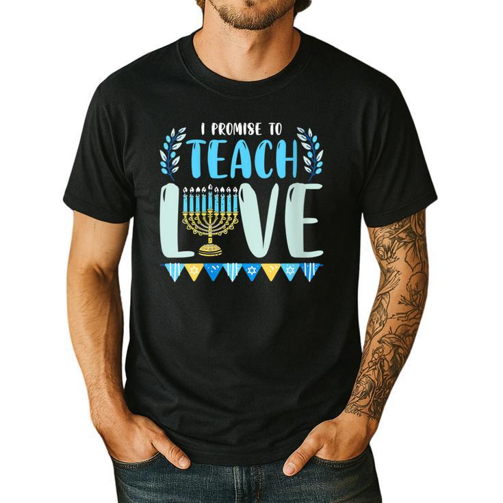 I Promise To Teach Love Hanukkah Chanukah Jewish Teacher Men's Casual T-Shirt