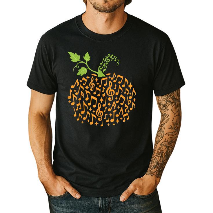 Pumpkin Music Notes Fall Teacher Autumn Halloween Men's Casual T-Shirt
