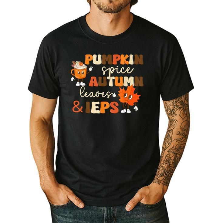 Pumpkin Spice Autumn Leaves IEPS Sped Teacher Fall Men's Casual T-Shirt