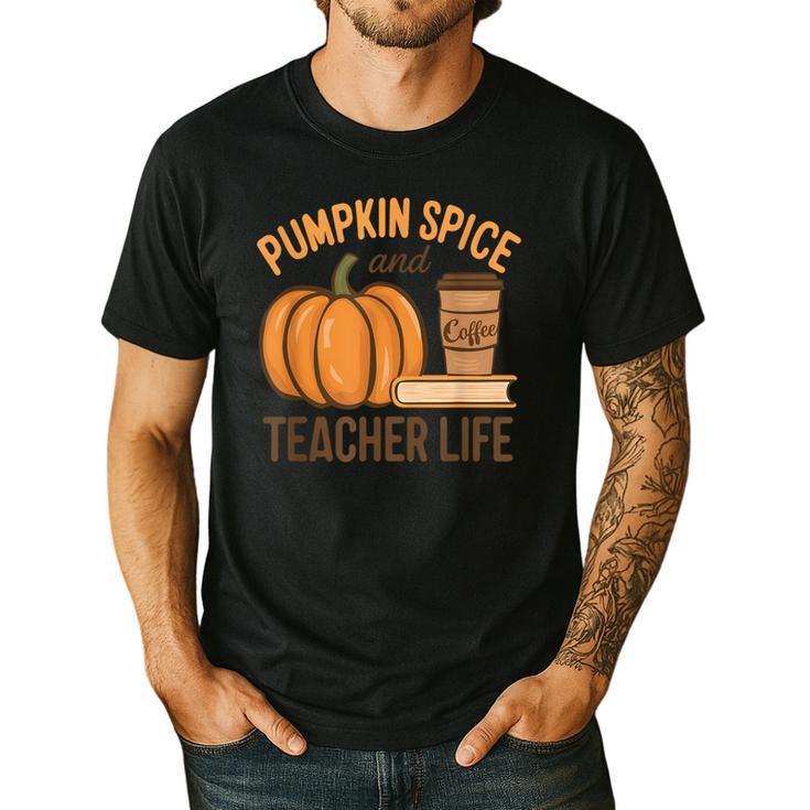Pumpkin Spice And Teacher Life Halloween Teacher Men's Casual T-Shirt