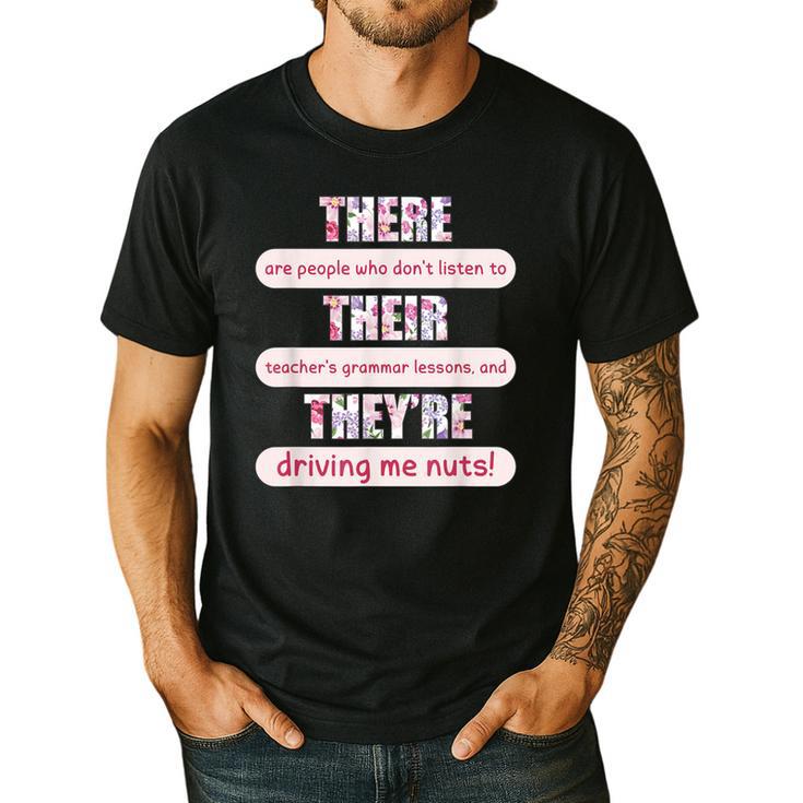 There Their They'Re Teacher English Grammar Police Men's Casual T-Shirt