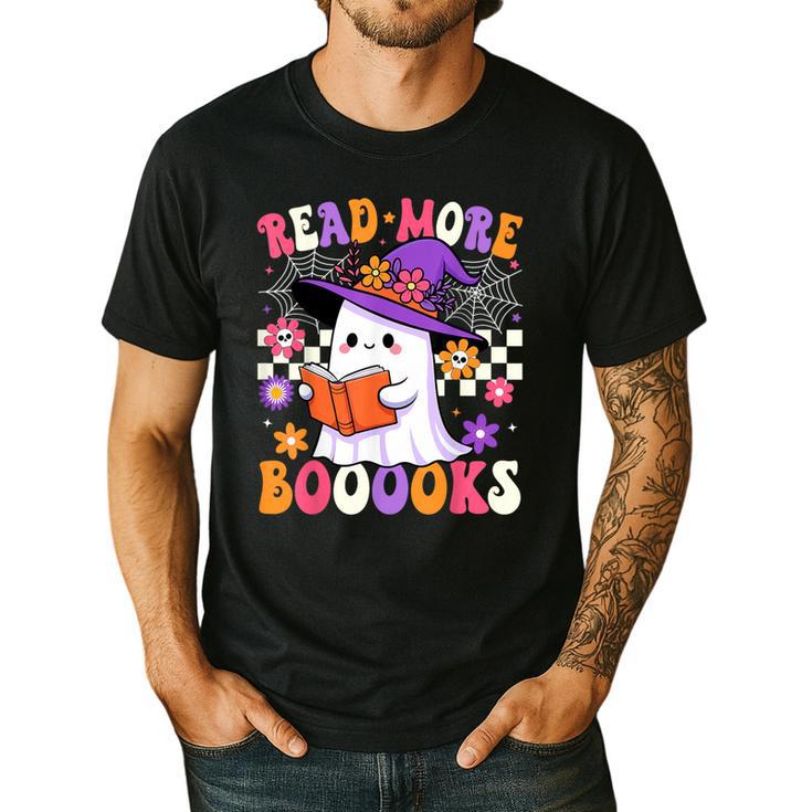 Read More Books Ghost Reading Book Teacher Halloween Men's Casual T-Shirt