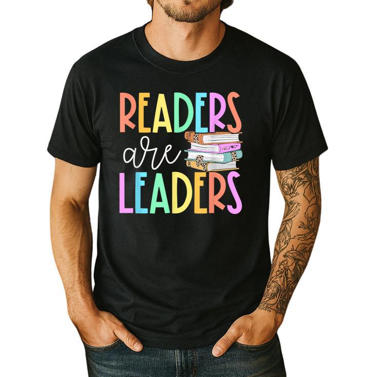 Readers Are Leaders Reading Book Lovers Teacher Women Kids Men's Casual T-Shirt