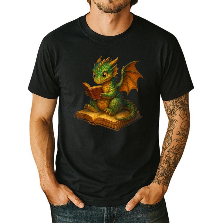 Reading Dragon Shirt For Bookish Teacher Librarian Bookworm Men's Casual T-Shirt