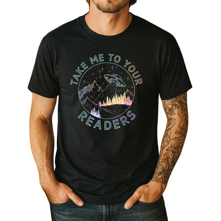 Take Reading English Teacher Library Alien Space T-S Tie Dye Men's Casual T-Shirt