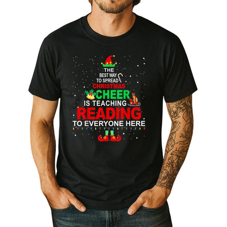 Reading Teacher Christmas Shirt Elf Christmas Cheer For Men Women Men's Casual T-Shirt