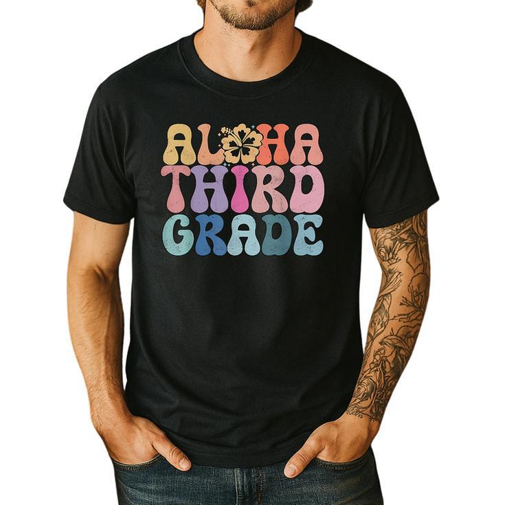 Retro Aloha Third Grade Teacher Summer Vacation Beach Hawaii Men's Casual T-Shirt