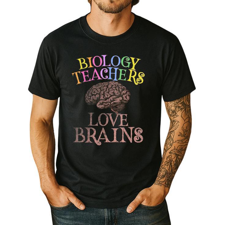 Retro BIOLOGY TEACHERS LOVE BRAINS This Is My Scary STEM Men's Casual T-Shirt