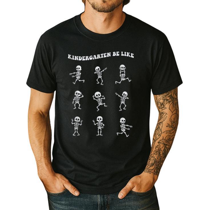 Retro Halloween Kindergarten Teacher Skeleton Trick Or Treat Men Women Kids Men's Casual T-Shirt
