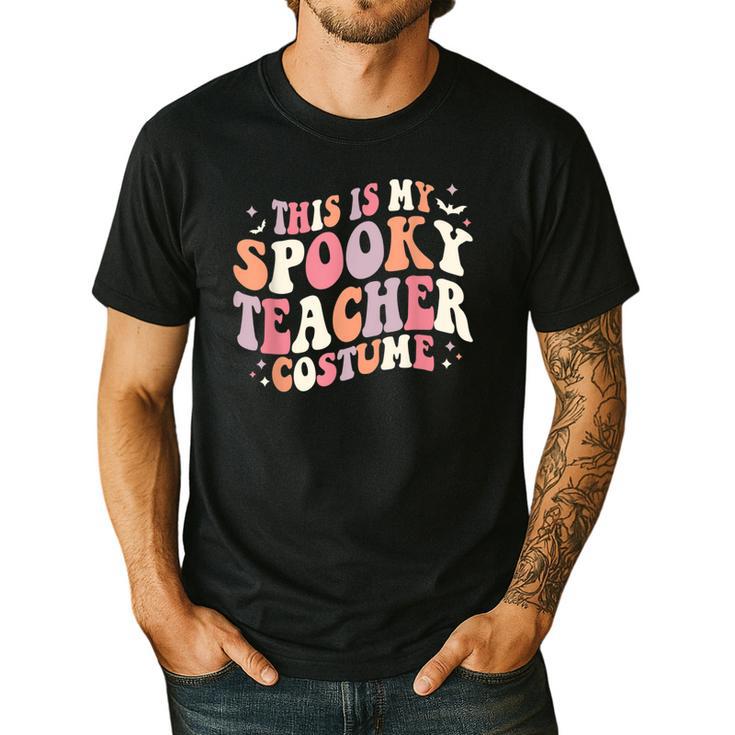 Retro Halloween This Is My Spooky School Teacher Costume Men's Casual T-Shirt