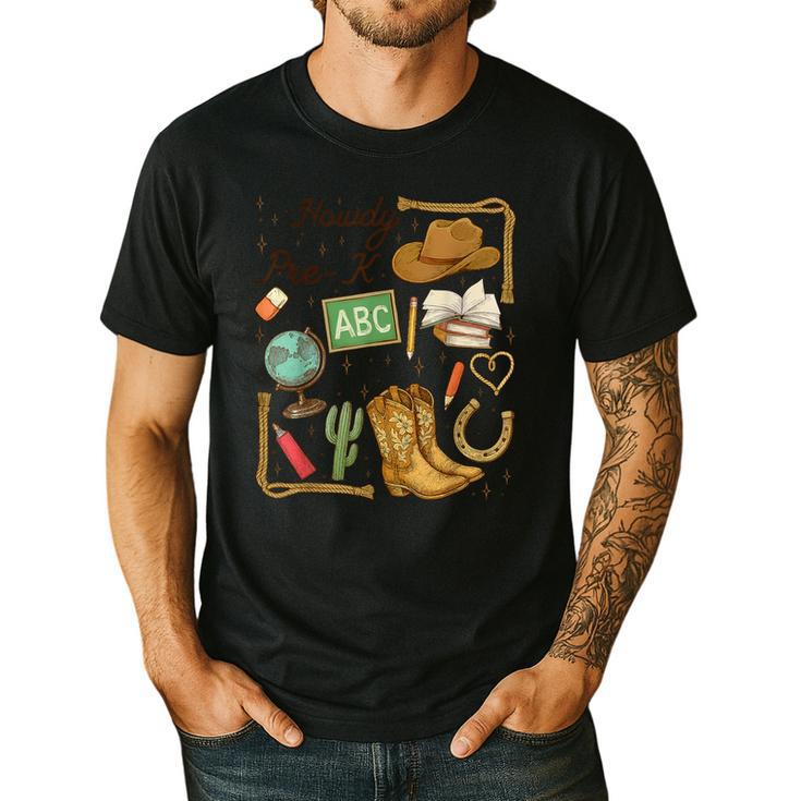 Retro Howdy Pre-K Back To School Western Teacher Men's Casual T-Shirt Retro Howdy Pre-K Back To School Western Teacher Men's Casual T-Shirt