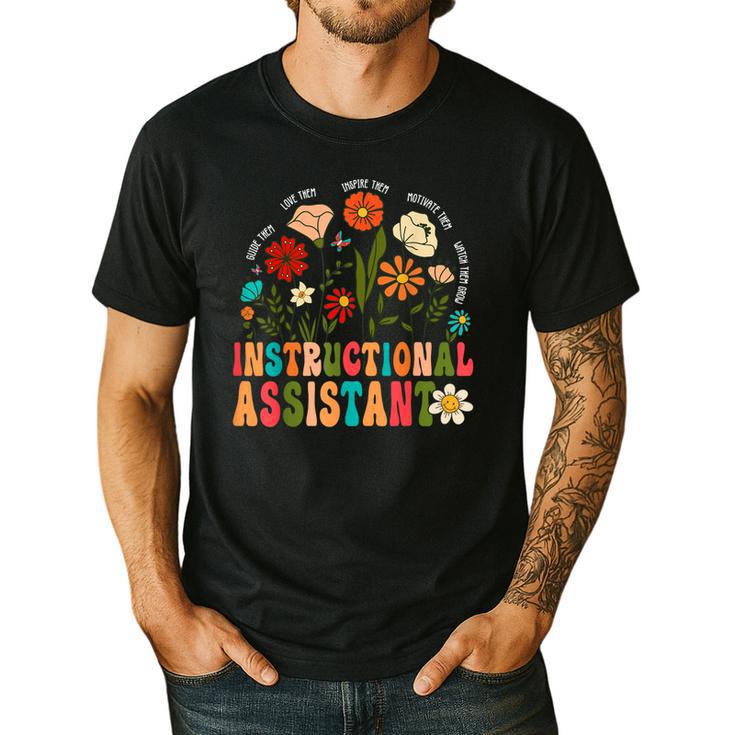Retro Instructional Assistant Wildflowers Teacher Aide Men's Casual T-Shirt