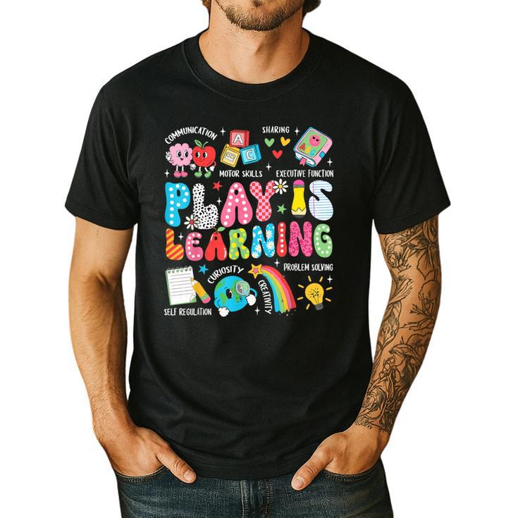 Retro Play Is Learning Kindergarten Teacher Team Women Men's Casual T-Shirt