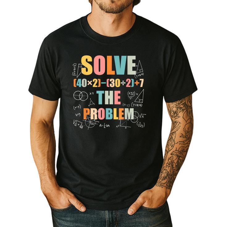 Retro Solve The Problem 67 Meme Joke Math Teacher Men's Casual T-Shirt