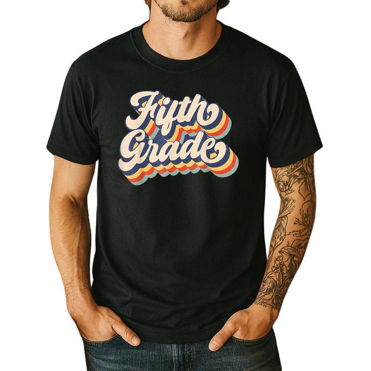 Retro Sunset Fifth Grade Teacher & Student Back To School Men's Casual T-Shirt