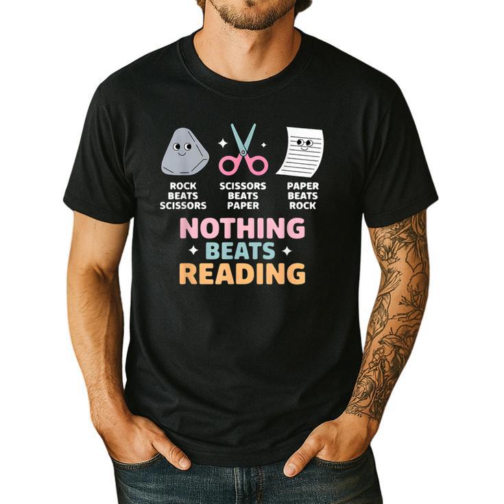 Rock Paper Scissors Teacher Librarian Nothing Beats Reading Men's Casual T-Shirt