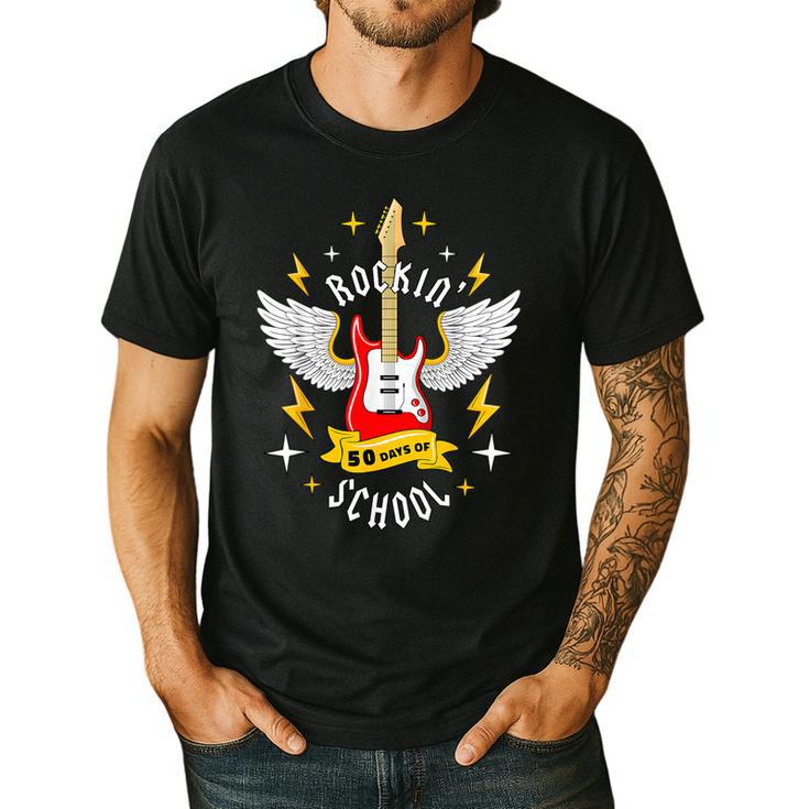 Rockin 50 Days Of School 50th Day Of School Teacher Student Men Women Girls Kids Men's Casual T-Shirt