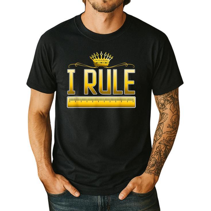 I Rule Math Ruler Mathematics Pun Math Teacher Men Women Girls Kids Men's Casual T-Shirt