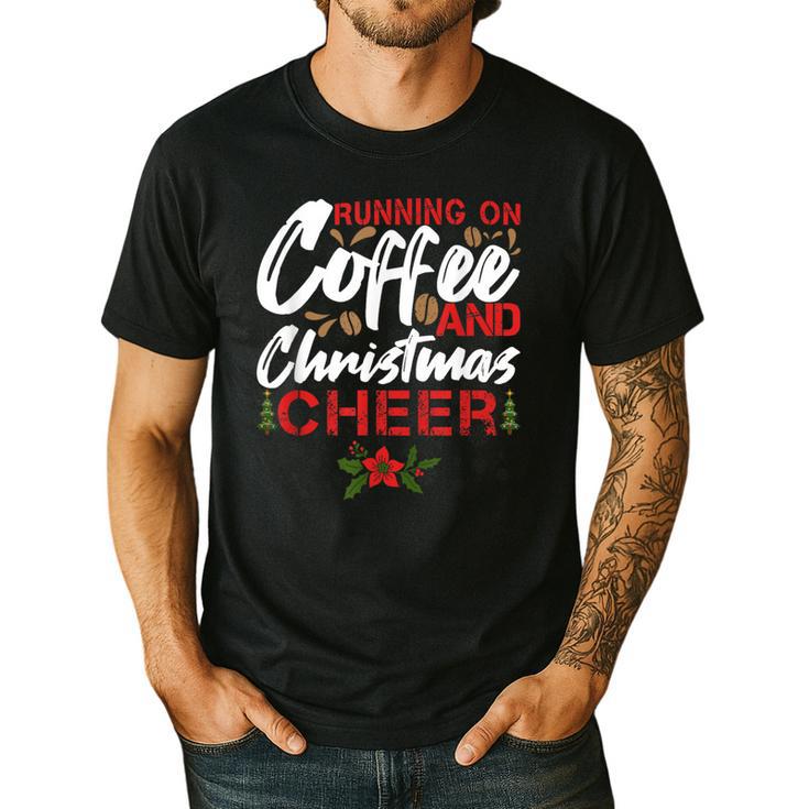 Running On Coffee And Christmas Cheer Lover Teacher For Men Women Kids Men's Casual T-Shirt
